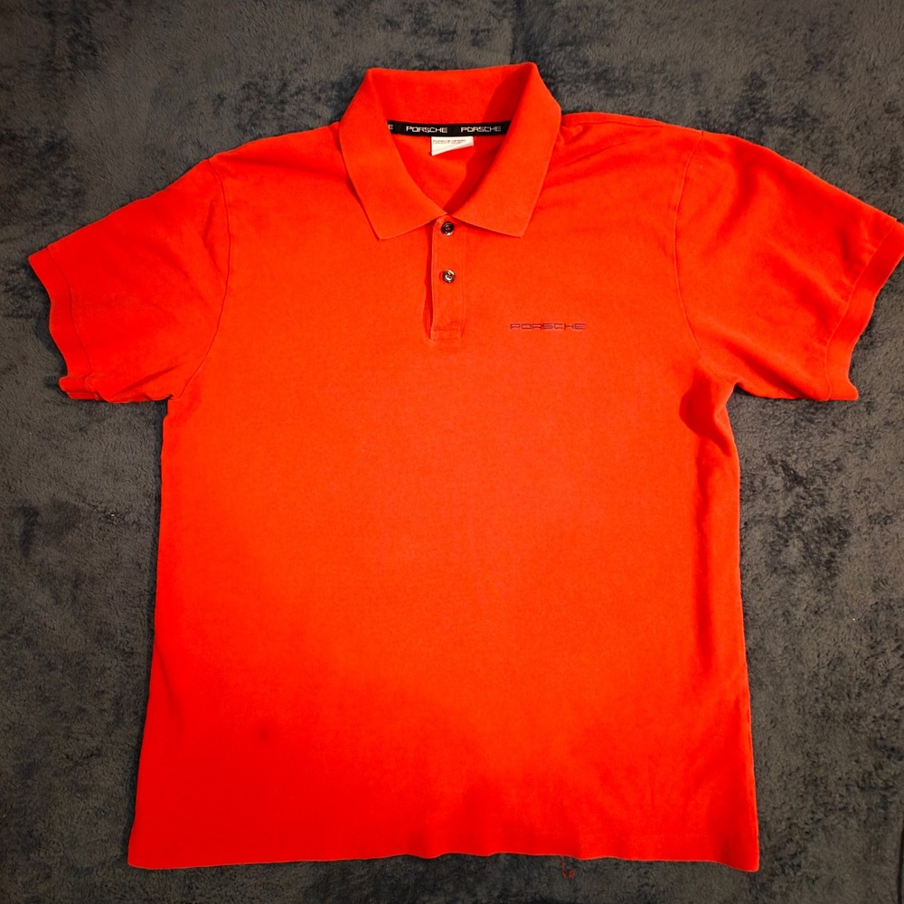 Porsche Design Drivers Selection Red Polo Shirt Mens XL Short Sleeve Pique